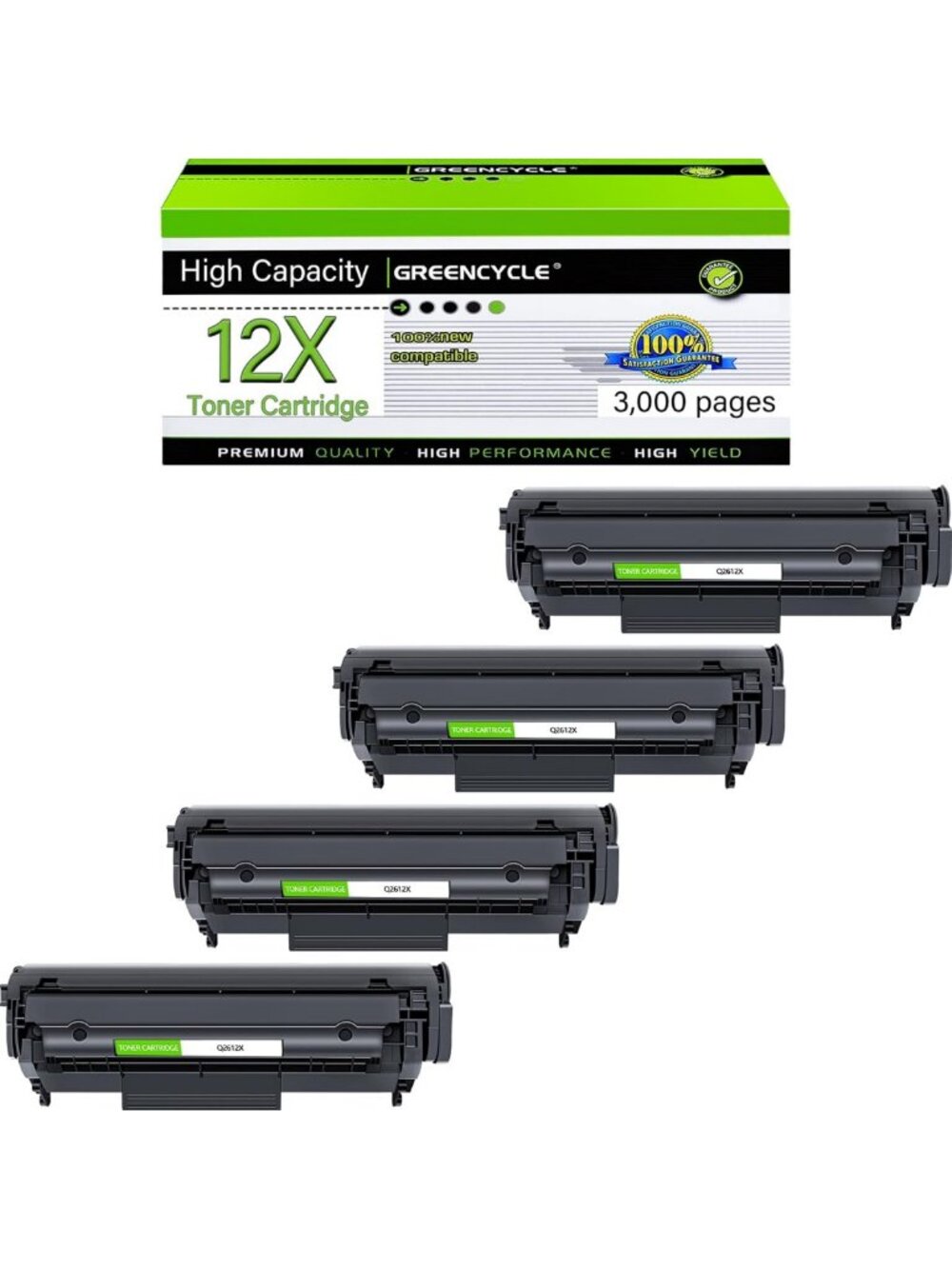 greencycle Q2612X (3000pages) q2612A High Yield 12A Pro Toner Replacement